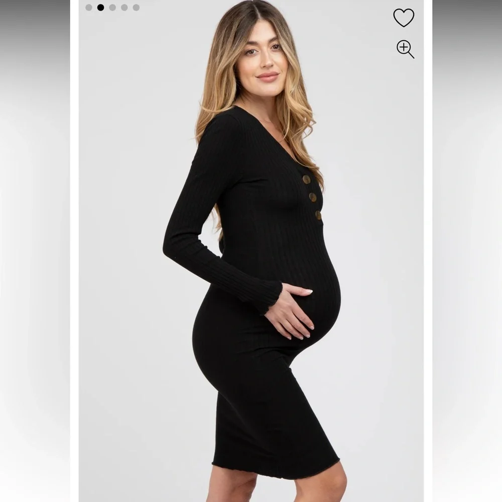 Pinkblush Black Ribbed Maternity Dress - Picture 2 of 6
